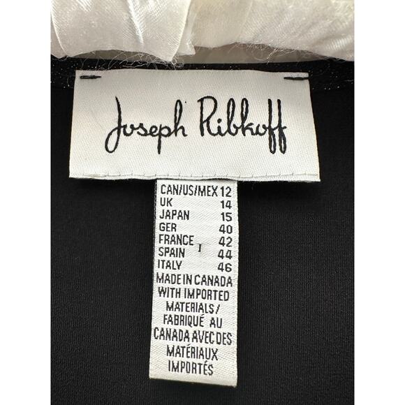 JOSEPH RIBKOFF | Black Metallic Shimmer Twist Front Top Holiday Party | Size 12 - Picture 5 of 6